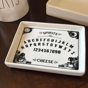 Rae Dunn White and Black Ouija Board Style Tray